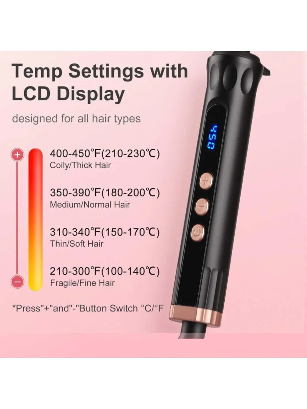 Triple Barrel Curling Iron - 1 Inch Hair Waver Tool for Beach Waves, LCD